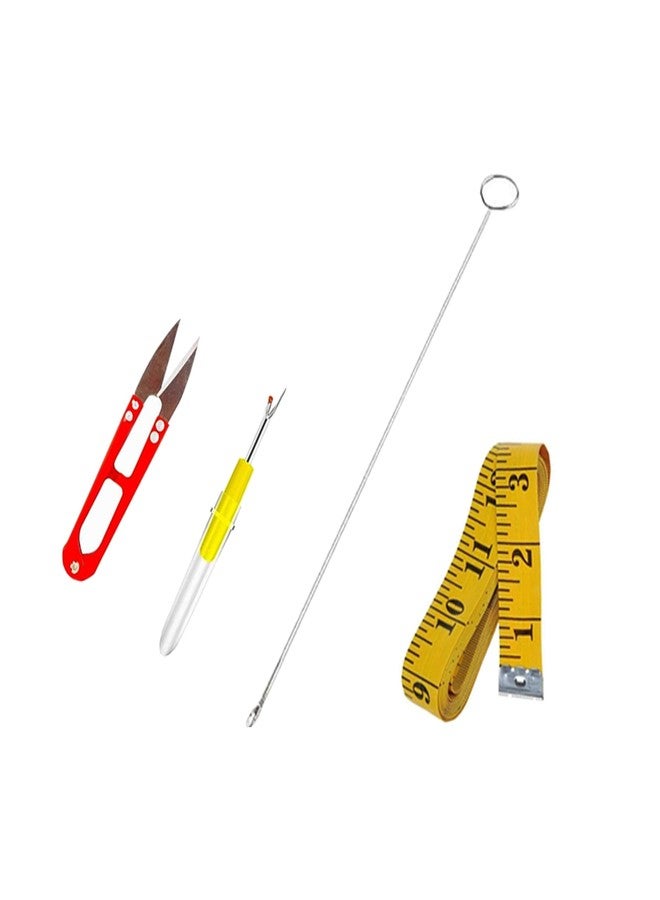 GEMSY أداة فك درزات جيمسي 4 في 1 | قاطع خيوط | شريط قياس بوصة | أداة قلب الحلقات للخياطة المنزلية والخياطة الاحترافية - Image 1